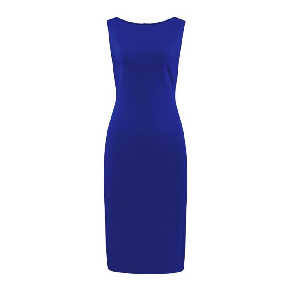 Sleeveless Sheath Dress Boat Neck Casual Office Pencil Dress Royal Blue
